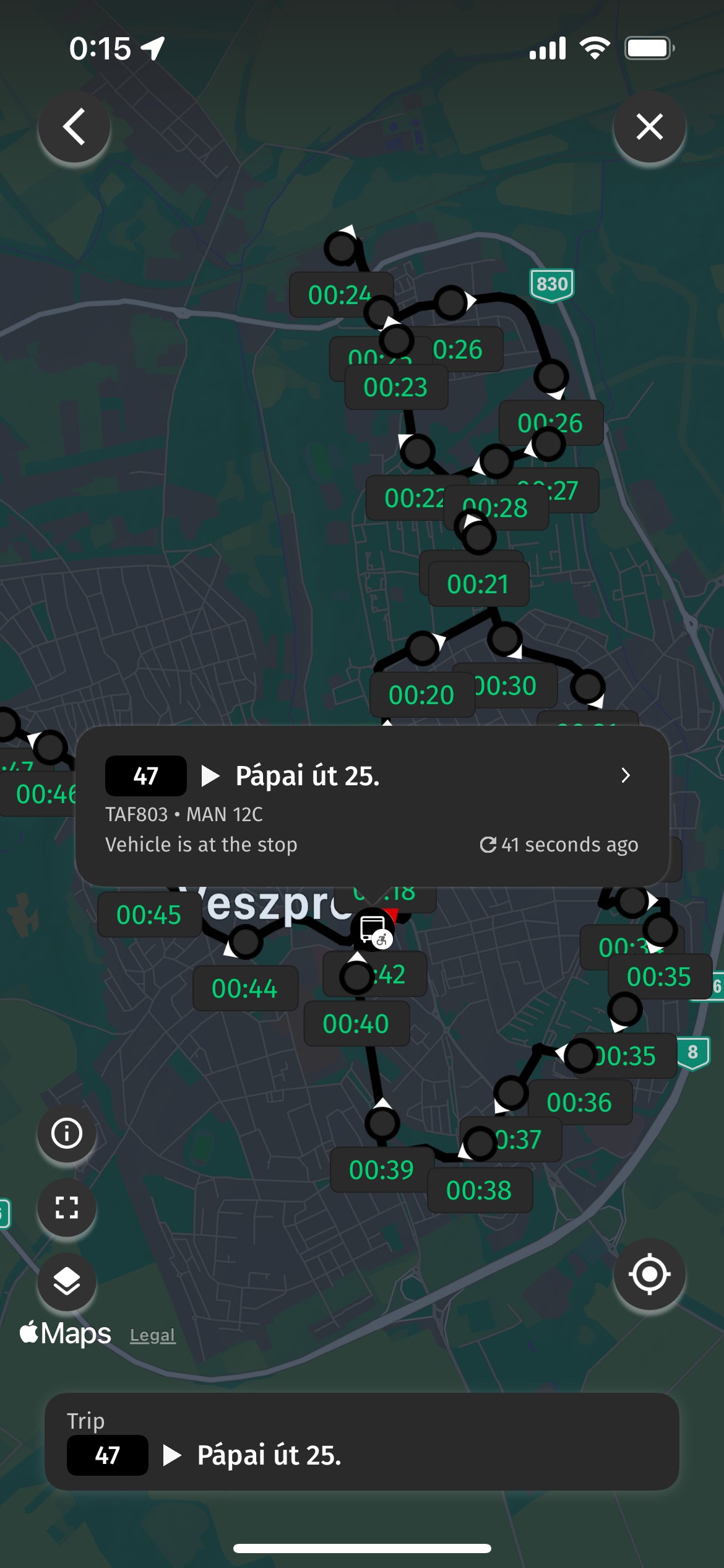dark mode for Veszprém Go